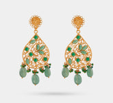 Antique finish stone studded earrings